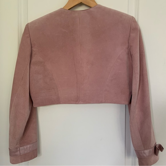 PINK SUEDE CROPPED JACKET / DANIER XS - Picture 3 of 9